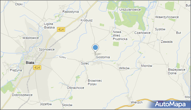 mapa Gostomia, Gostomia gmina Biała na mapie Targeo
