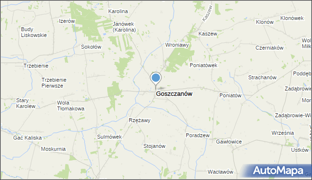 mapa Goszczanów, Goszczanów na mapie Targeo