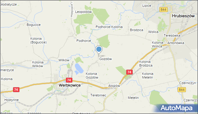mapa Gozdów, Gozdów gmina Werbkowice na mapie Targeo