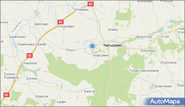 mapa Grąbczewo, Grąbczewo gmina Naruszewo na mapie Targeo