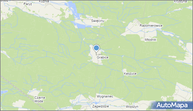 mapa Grabice, Grabice gmina Murów na mapie Targeo