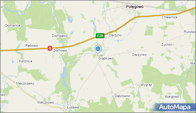 mapa Grąbkowo, Grąbkowo gmina Potęgowo na mapie Targeo