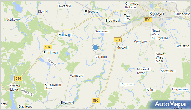 mapa Grabno, Grabno gmina Kętrzyn na mapie Targeo