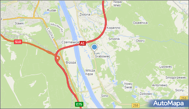 mapa Grabowiec, Grabowiec gmina Lubicz na mapie Targeo