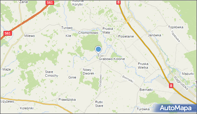 mapa Grabowo-Kolonie, Grabowo-Kolonie na mapie Targeo