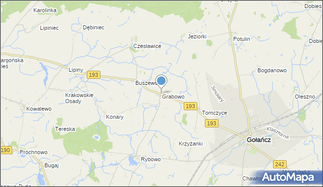 mapa Grabowo, Grabowo gmina Gołańcz na mapie Targeo