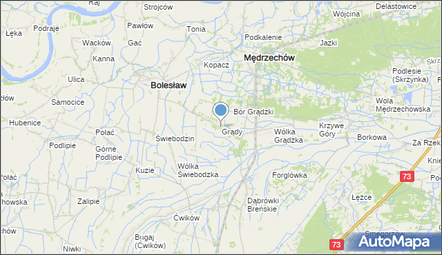 mapa Grądy, Grądy gmina Mędrzechów na mapie Targeo