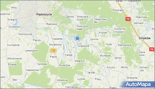 mapa Grębosze, Grębosze na mapie Targeo