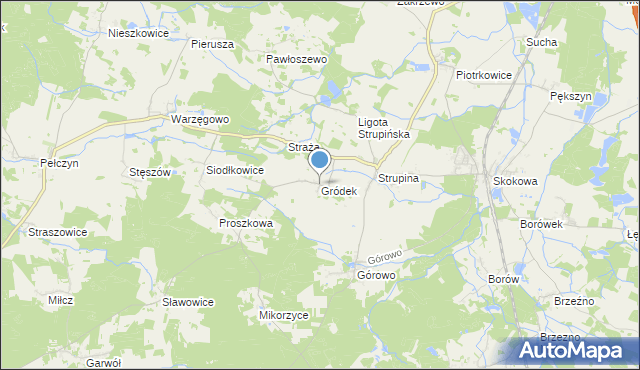 mapa Gródek, Gródek gmina Wołów na mapie Targeo