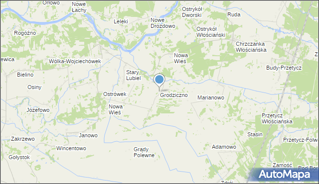 mapa Grodziczno, Grodziczno gmina Rząśnik na mapie Targeo