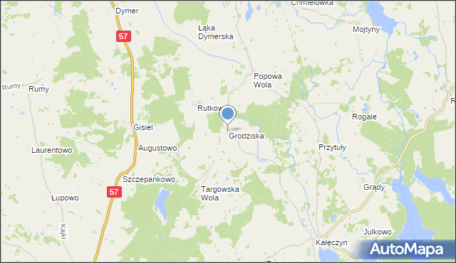 mapa Grodziska, Grodziska gmina Dźwierzuty na mapie Targeo