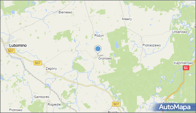 mapa Gronowo, Gronowo gmina Lubomino na mapie Targeo