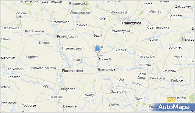 mapa Gruszów, Gruszów gmina Pałecznica na mapie Targeo