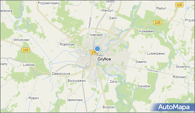 mapa Gryfice, Gryfice na mapie Targeo