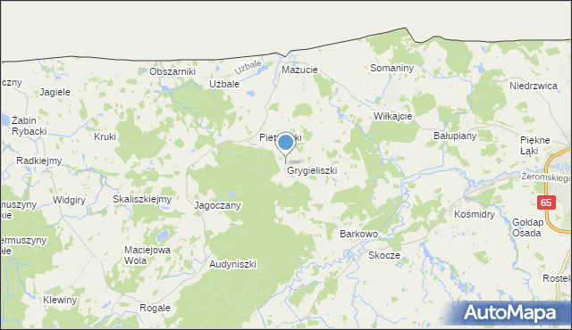 mapa Grygieliszki, Grygieliszki na mapie Targeo