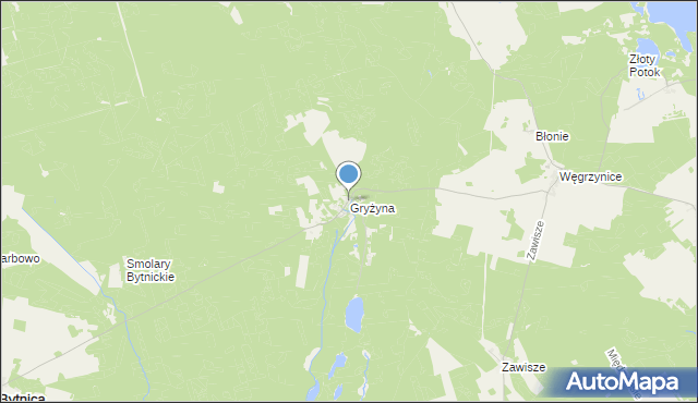 mapa Gryżyna, Gryżyna gmina Bytnica na mapie Targeo