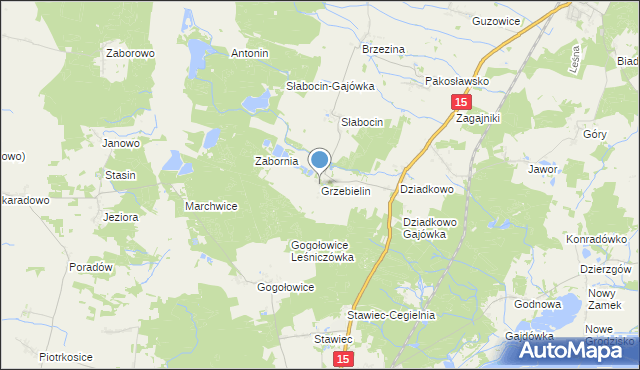 mapa Grzebielin, Grzebielin na mapie Targeo