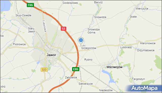 mapa Grzegorzów, Grzegorzów gmina Mściwojów na mapie Targeo