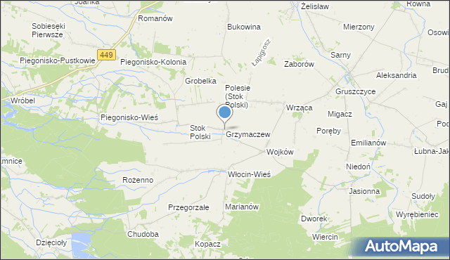 mapa Grzymaczew, Grzymaczew na mapie Targeo