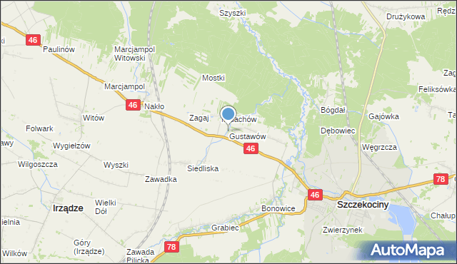 mapa Gustawów, Gustawów gmina Szczekociny na mapie Targeo