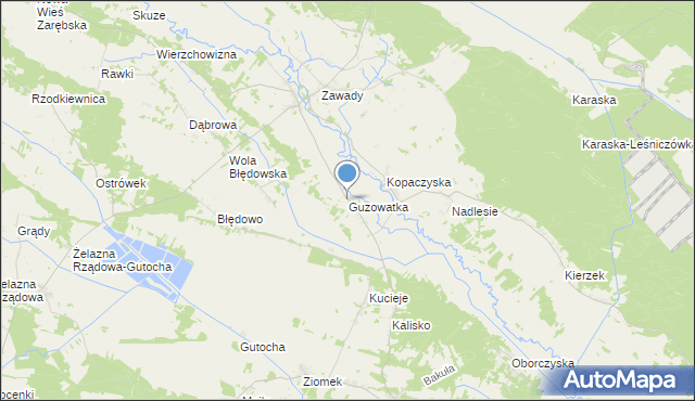 mapa Guzowatka, Guzowatka gmina Baranowo na mapie Targeo