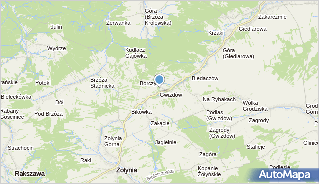 mapa Gwizdów, Gwizdów gmina Leżajsk na mapie Targeo