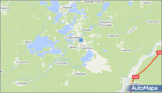 mapa Gwizdów, Gwizdów gmina Modliborzyce na mapie Targeo