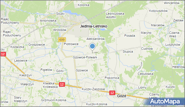 mapa Gzowice-Kolonia, Gzowice-Kolonia na mapie Targeo