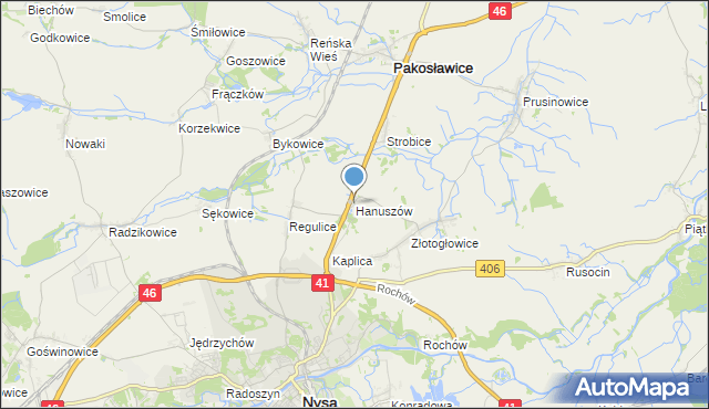 mapa Hanuszów, Hanuszów na mapie Targeo