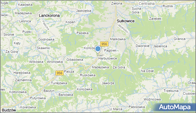 mapa Harbutowice, Harbutowice gmina Sułkowice na mapie Targeo