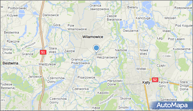 mapa Hecznarowice, Hecznarowice na mapie Targeo