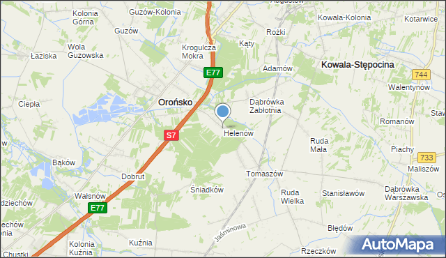 mapa Helenów, Helenów gmina Orońsko na mapie Targeo