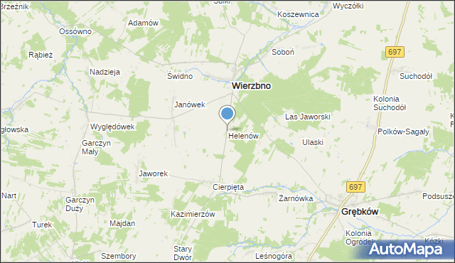 mapa Helenów, Helenów gmina Wierzbno na mapie Targeo