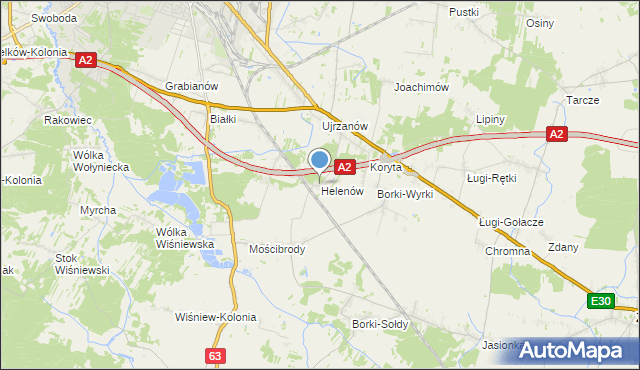 mapa Helenów, Helenów gmina Wiśniew na mapie Targeo