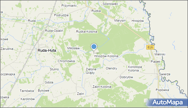 mapa Hniszów-Kolonia, Hniszów-Kolonia na mapie Targeo