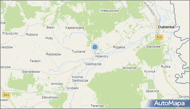 mapa Holendry, Holendry gmina Dubienka na mapie Targeo