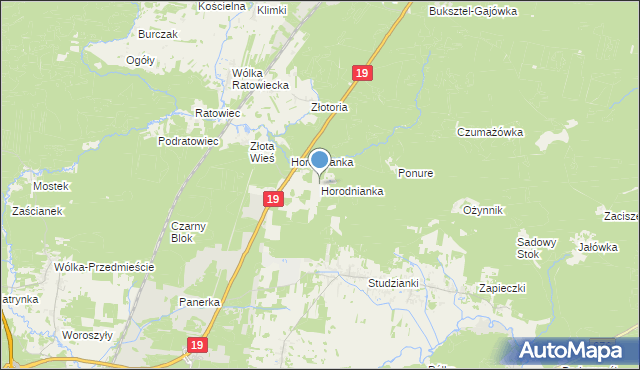 mapa Horodnianka, Horodnianka gmina Wasilków na mapie Targeo
