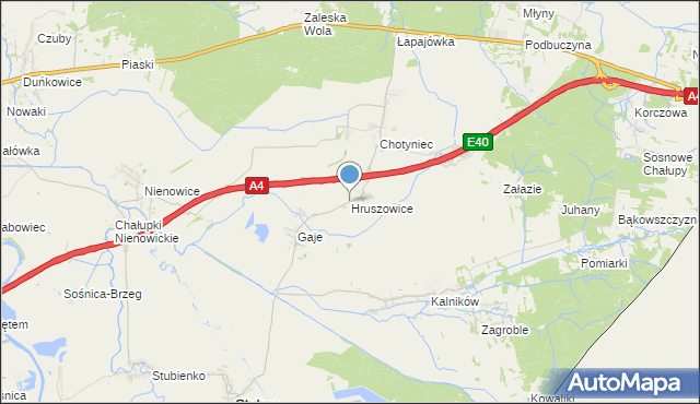 mapa Hruszowice, Hruszowice gmina Stubno na mapie Targeo