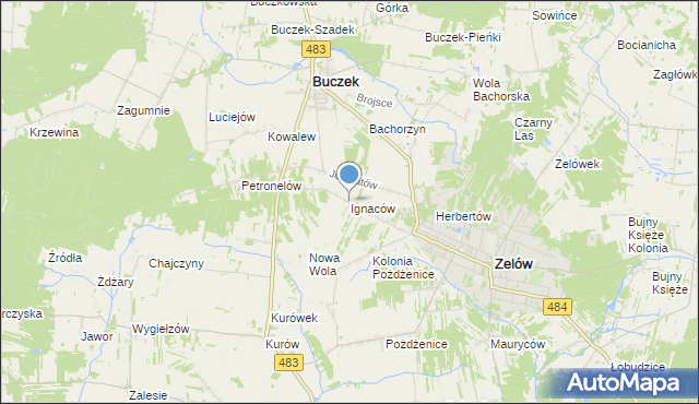 mapa Ignaców, Ignaców gmina Zelów na mapie Targeo