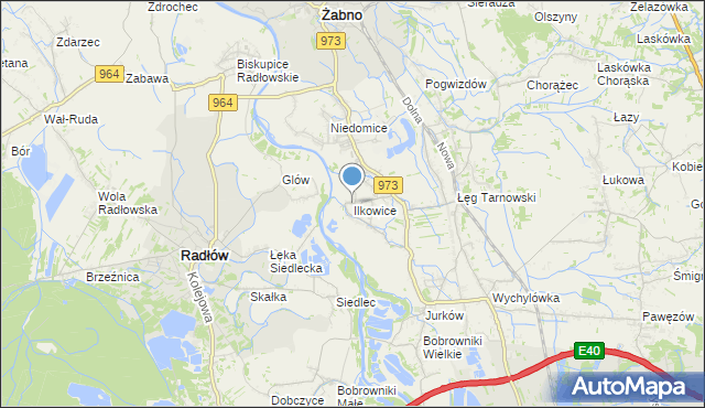 mapa Ilkowice, Ilkowice gmina Żabno na mapie Targeo