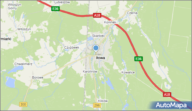 mapa Iłowa, Iłowa powiat żagański na mapie Targeo