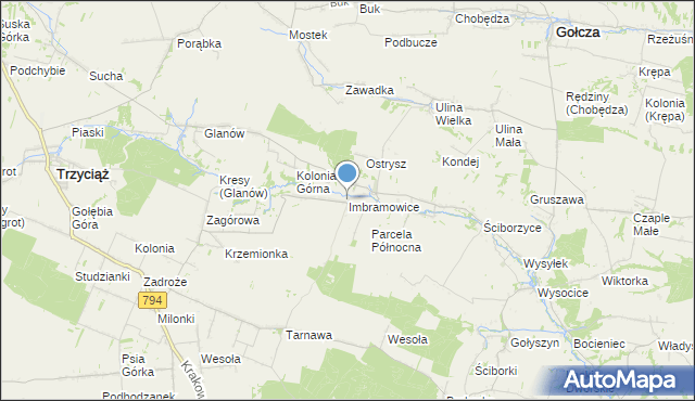 mapa Imbramowice, Imbramowice gmina Trzyciąż na mapie Targeo