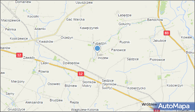 mapa Inczew, Inczew na mapie Targeo