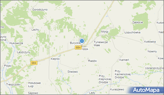 mapa Istok, Istok gmina Narew na mapie Targeo