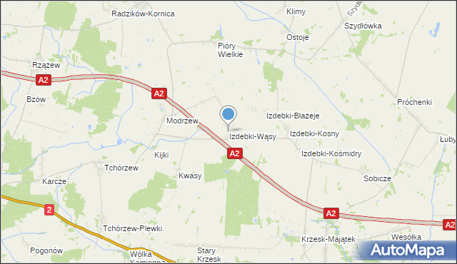 mapa Izdebki-Wąsy, Izdebki-Wąsy na mapie Targeo