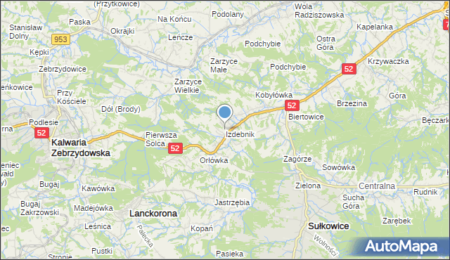 mapa Izdebnik, Izdebnik gmina Lanckorona na mapie Targeo