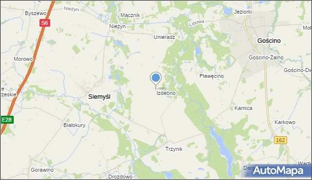mapa Izdebno, Izdebno gmina Siemyśl na mapie Targeo