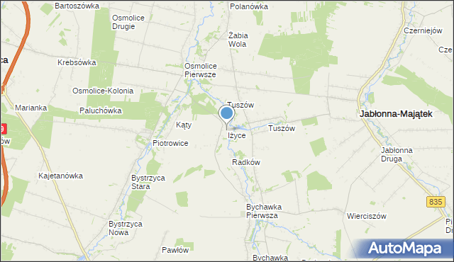 mapa Iżyce, Iżyce na mapie Targeo