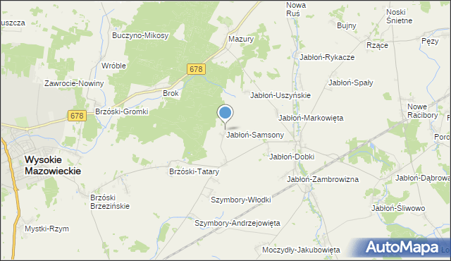 mapa Jabłoń-Samsony, Jabłoń-Samsony na mapie Targeo