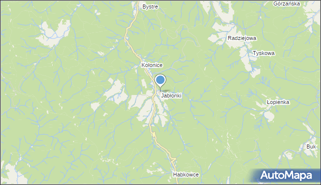 mapa Jabłonki, Jabłonki gmina Baligród na mapie Targeo